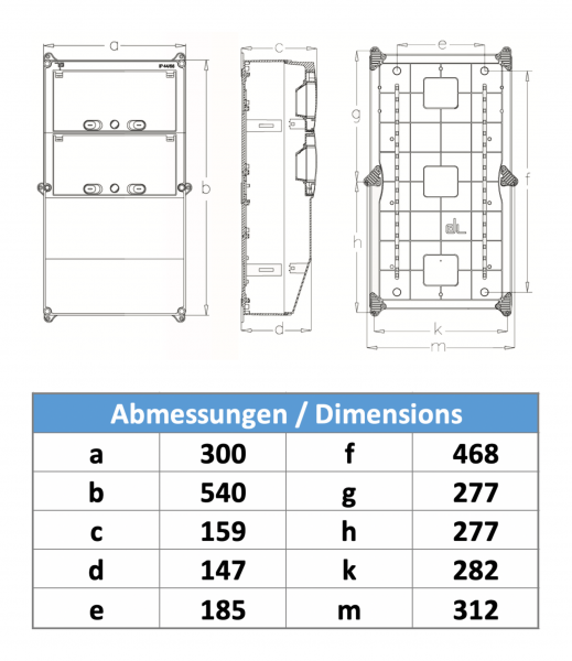 Stromverteiler Leergehäuse IP65 - 26 Module